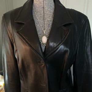 Jones New York Soft Buttery Hip Length Leather Jacket